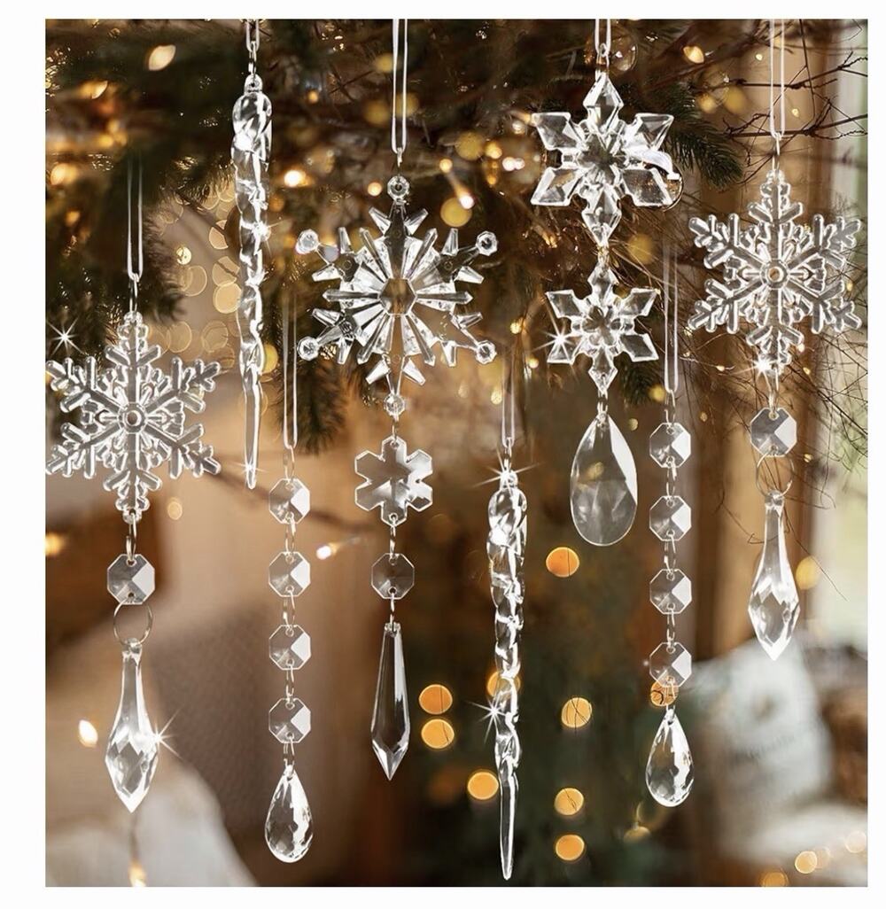 18pcs Crystal Christmas Ornaments for Tree Decorations-
